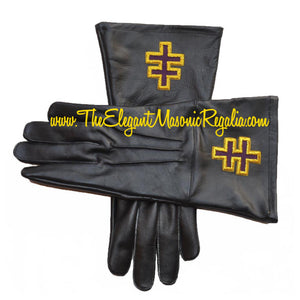Knights Templar Encampment Leather Gauntlet Gloves