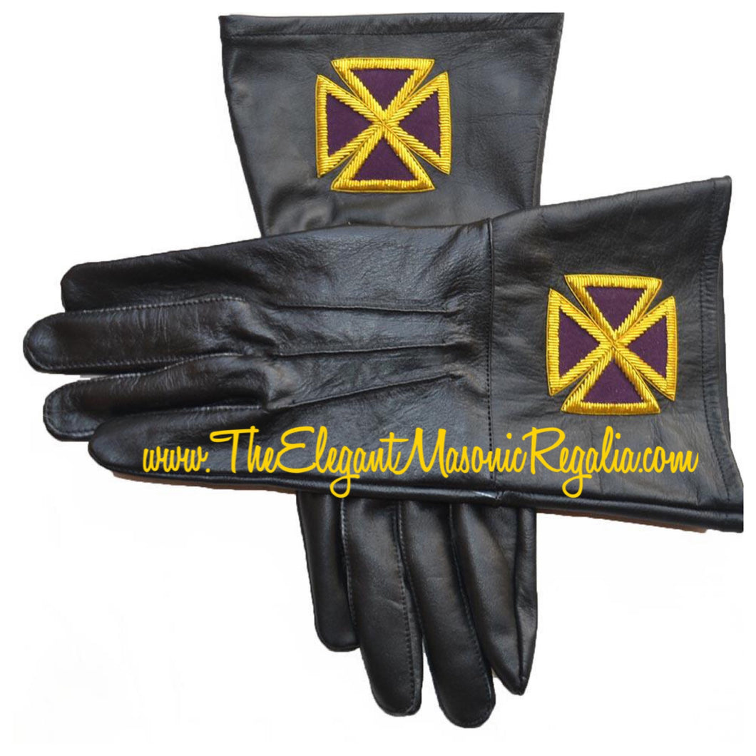 Knights Templar Grand Commander Leather Gauntlet Gloves