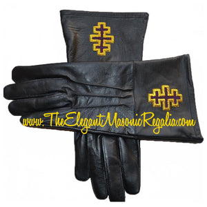 Knights Templar Past Grand Master Leather Gauntlet Gloves