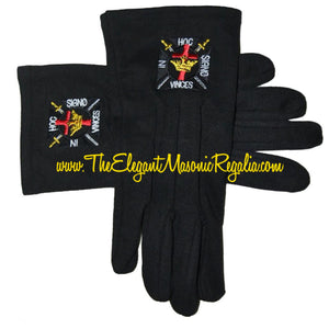 Knights Templar Black Cotton Gloves