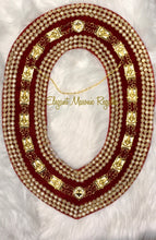 Load image into Gallery viewer, Red Past Master 3-Ring Rhinestone Masonic Collar

