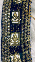 Load image into Gallery viewer, Blue Past Master 3-Ring Masonic Collar w/masonic symbols
