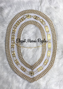 White Master Mason 3-Ring Masonic Collar