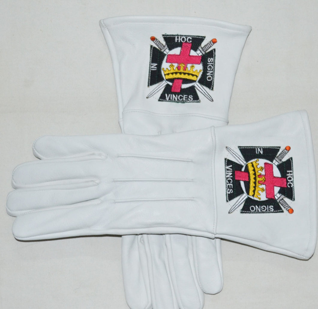Knights Templar White Gauntlets Leather Gloves