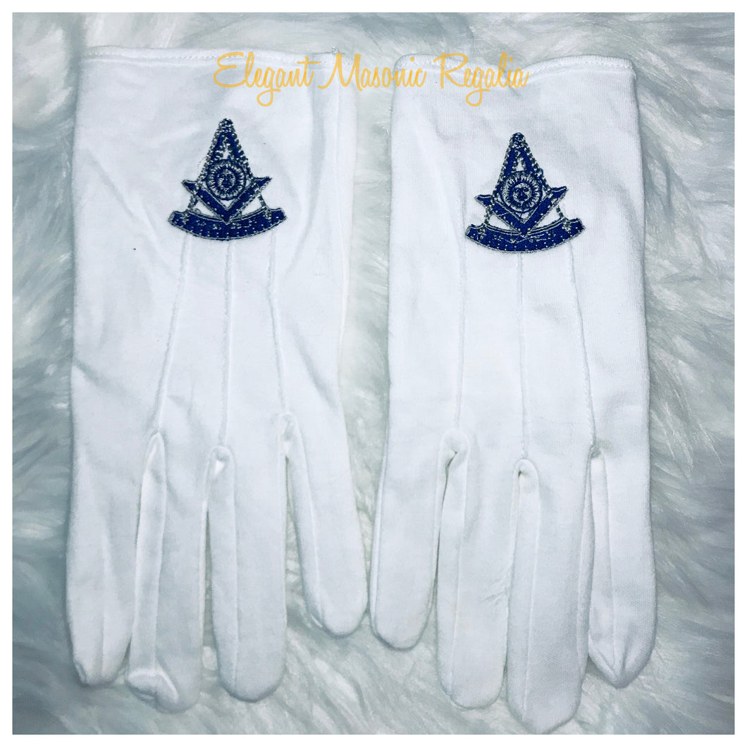 Freemason Blue Past Master Compass Gloves