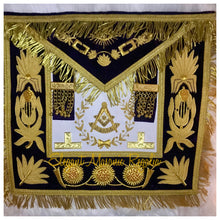 Load image into Gallery viewer, Grand Lodge Past Master Masonic Apron (purple and gold embroidered).
