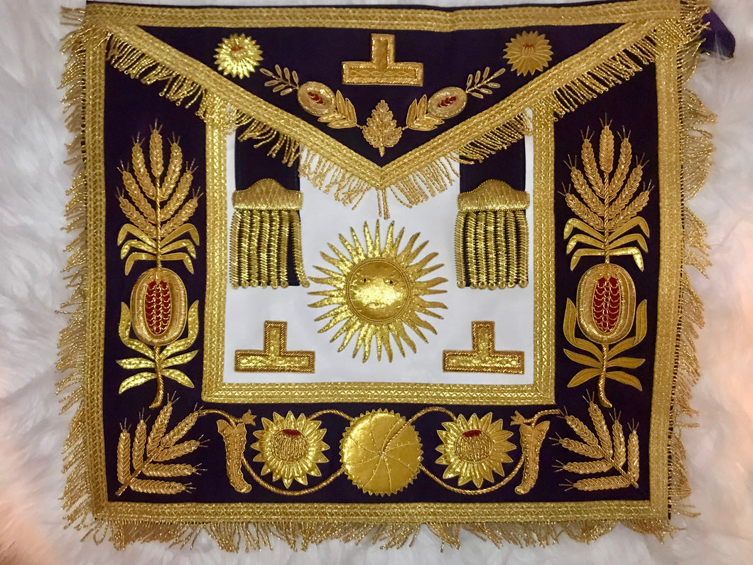 Grand Master Apron (Purple Velvet) Gold Embroidery