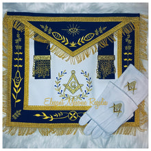Load image into Gallery viewer, Master Mason Apron Navy Blue Gold Embroidery
