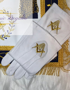 Master Mason Apron Navy Blue Gold Embroidery