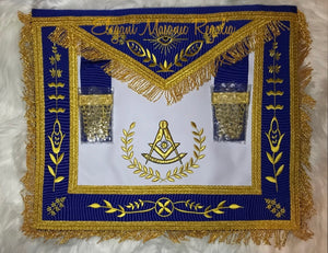 Past Master (Event) Apron Royal Blue Gold Embroidery with Fringe