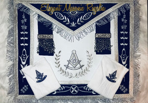 Past Master Apron Navy Blue Silver Embroidery