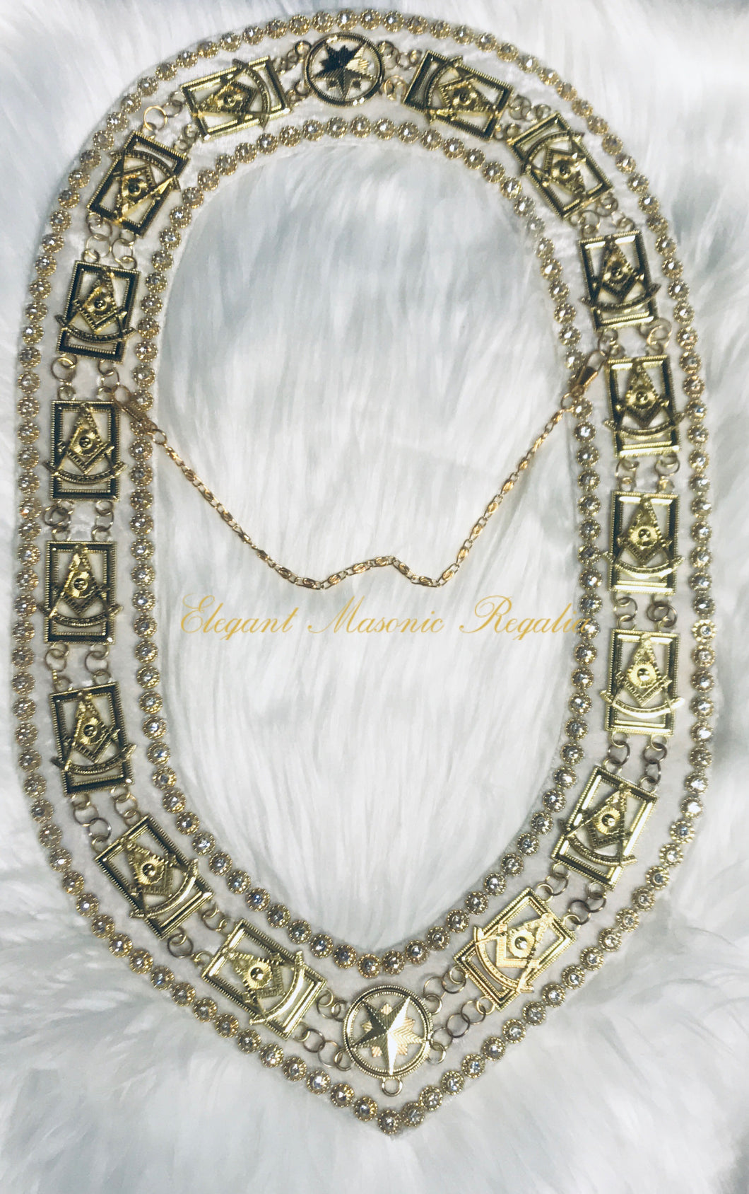 Past Master Masonic Collar (White velvet and Gold plated)
